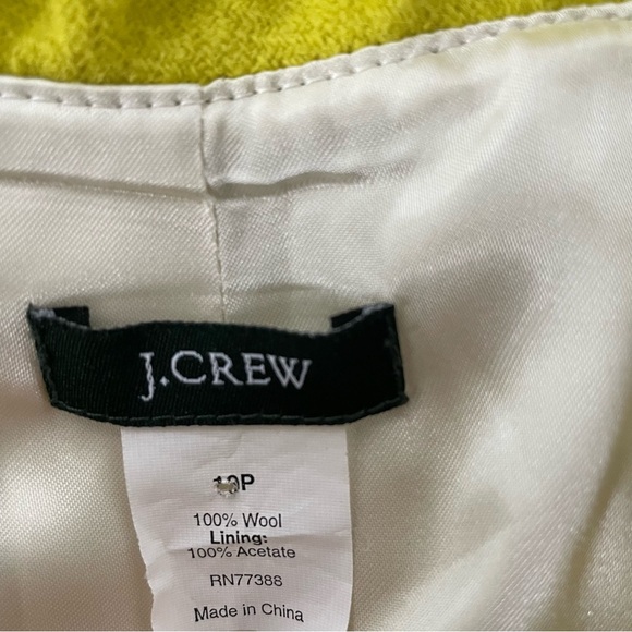 J Crew 100% Wool Ruffled Blazer Jacket Green Yellow Chartreuse Medium Petite MP - Picture 6 of 6